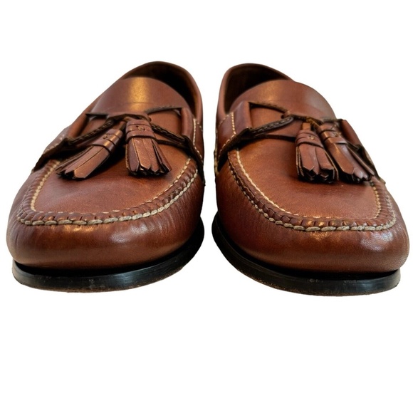J. ALLAN PAYNE Tan Leather Tassel Loafers Men\'s Size 9 M Casual Shoes Moc Toe main image 4